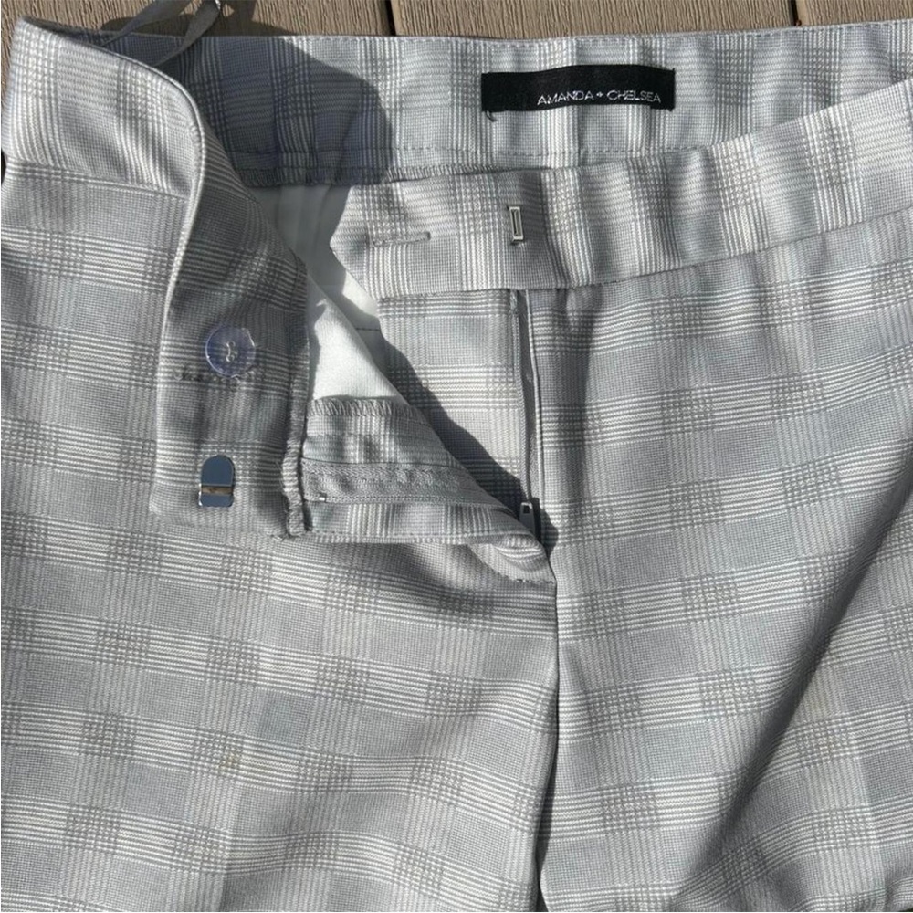 Amanda & Chelsea plaid grey trouser modern fit stretchy pants women’s 4 - Picture 4 of 6
